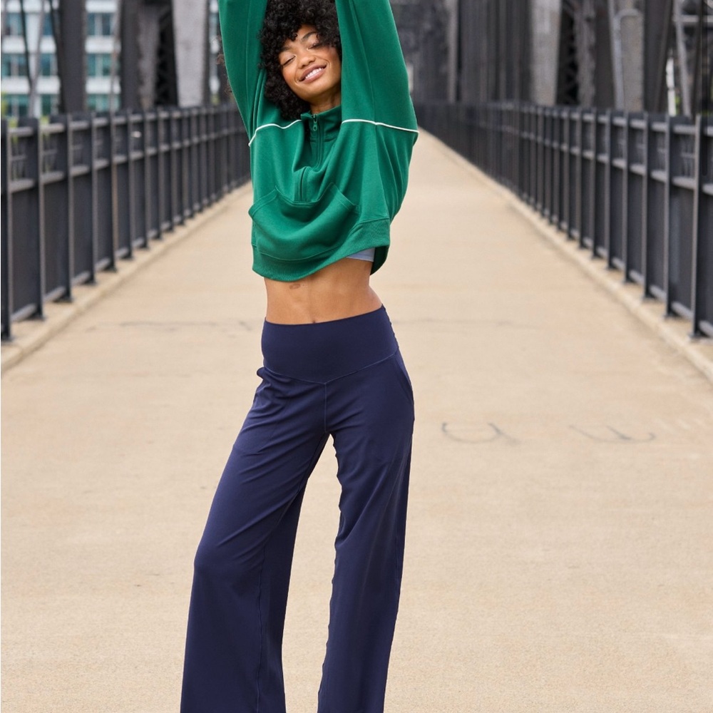 Elegant Blue Wide Leg High-Waisted Pants